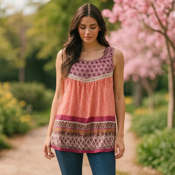 Fig & Flower Tops - Fig and Flower Tank Top S NWT lace scoop neck o